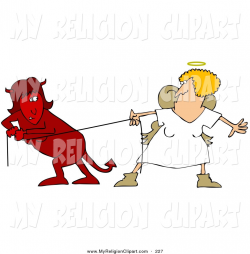 Religion Clip Art of a Red Evil Devil Female in a Fight of Tug of ...