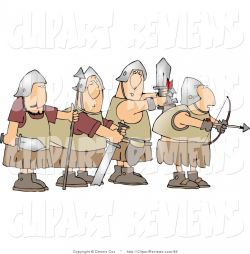Clip Art of a Group of Four Roman Soldiers Standing Together, Armed ...