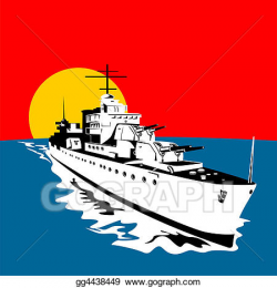 Drawing - Battleship with big guns. Clipart Drawing gg4438449 - GoGraph