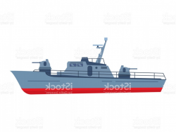 The Military Boat In Flat Style Battleship Modern Fighting ...