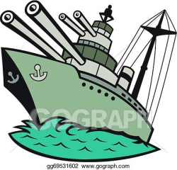 Vector Stock - World war two battleship cartoon. Clipart ...
