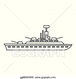 EPS Vector - Military warship icon, outline style. Stock ...