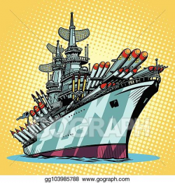 Vector Art - Battleship warship, missile cruiser. Clipart ...