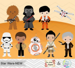 NEW Star Wars Digital Clip Art, BB8, Rey, Finn, Kylo Ren,0227 by ...
