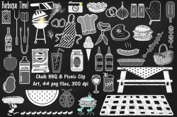 Chalk BBQ & Picnic ClipArt ~ Illustrations ~ Creative Market