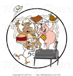 Free BBQ Ribs Clip Art | ... and Chicken Celebrating at a Bbq ...