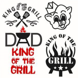 Dad King of the Grill BBQ Cooking Cuttable Design Cut File. Vector ...