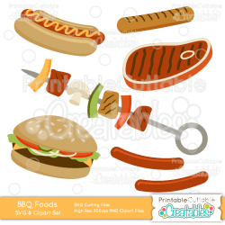 Grilled BBQ Foods SVG Cut File & Clipart Set