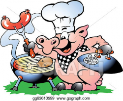EPS Illustration - Chef pig standing and making bbq . Vector Clipart ...