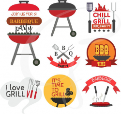 Bbq Clipart Bbq Graphics Outdoor Barbecue Clipart Set