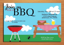 Picnic Table Barbecue BBQ Invitation, Firepit Party Backyard BBQ ...