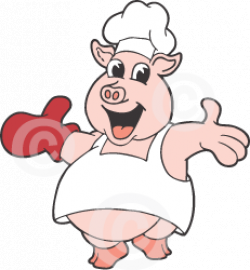 Funny Cartoon BBQ Pig Clip Art Picture