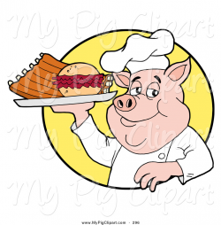 Swine Clipart of a Chubby Chef Pig Holding a Pulled Pork Burger and ...