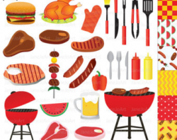 Watercolor Grill Clipart BBQ CLIP ARTCook out Clipart Food