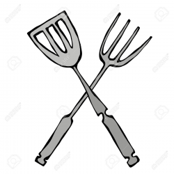 BBQ or Grill Tools Icon. Crossed Barbecue Fork with Spatula ...