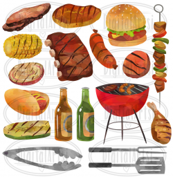 Watercolor BBQ Clipart - Barbeque Items Download - Instant Download ...