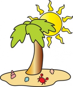 Beach Clipart Image - Tropical Beach Scene with Palm Tree and a ...