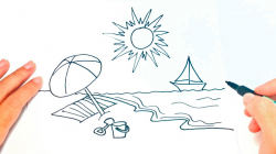 How to draw a Beach | Beach Easy Draw Tutorial - YouTube