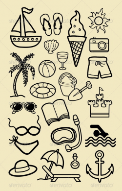Summer Beach Icon Sketches | Beach icon, Vector program and Beach ...
