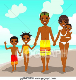 Vector Stock - African american family beach vacation ...