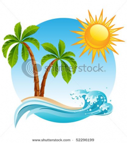 Vector Illustration - Two Palm-tree on the Tropical Island - Vector ...