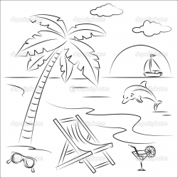 Beach Drawing Black And White at GetDrawings.com | Free for personal ...