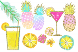 Tropical Clip Art, Watercolor Summer Clipart, Pineapple Summer ...