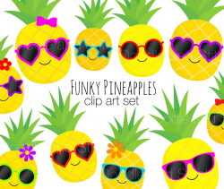 Pineapple Clip Art Pictures, Pineapples in Sunglasses Summer Clipart ...