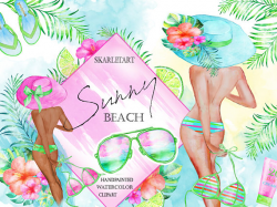 Watercolor Fashion Clipart Beach Fashion Girls Summer Clip Art Beach ...