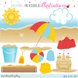 Sandcastle Play Cute Digital Clipart for Card Design, Scrapbooking ...