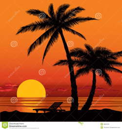 Sunset Beach Silhouette Clipart