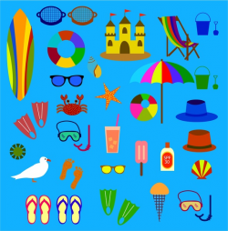 Beach symbol icons isolated with various colored types Free vector ...