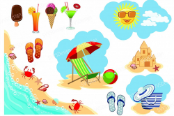 Summer Beach, Clipart, Vector, SVG, PNG | Design Bundles