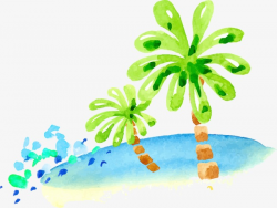 Watercolor Beach Banana Tree, Watercolor, Sandy Beach, Banana Tree ...