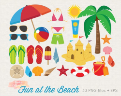BUY 2 GET 1 FREE Beach Clipart - Vector Summer Clipart - beach clip art -  summer clip art - beach party palm tree clipart -Commercial Use Ok