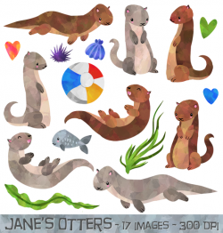 Watercolor Otter clipart | Otters, Watercolor and Animal