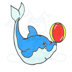 Dolphin & Beach Ball Digital Clip Art Hand Drawn Instant Download ...
