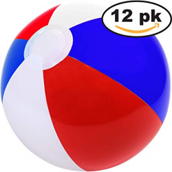 Narwhal Novelties Red, White & Blue Beach Ball (12-Pack) 12 Patriotic,  American Beach Balls