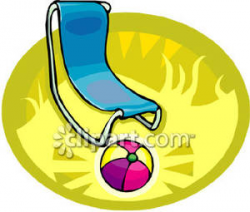 A Beach Ball and Beach Chair - Royalty Free Clipart Picture