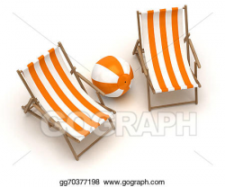 Drawing - Beach chairs and beach ball. Clipart Drawing gg70377198 ...
