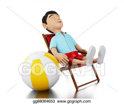 Stock Illustration - 3d man relaxed on a beach chair with a beach ...