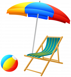 Beach Umbrella with Chair and Ball PNG Clip Art - Best WEB Clipart