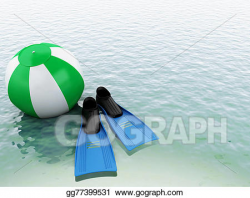 Stock Illustration - 3d blue water with beach ball and swimming ...
