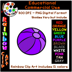 Beach Ball - Rainbow Clipart - 12 Colors - Commercial Use {Simple Clips}