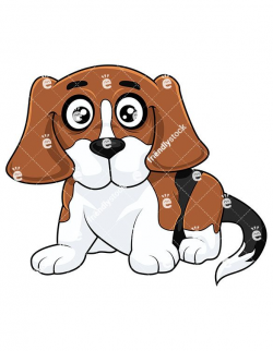 Cute Beagle Puppy Laying Down Vector Cartoon Clipart