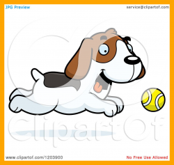 Fascinating Cartoon Of A Cute Beagle Puppy Chasing Tenni Ball ...