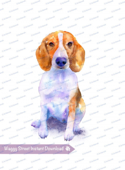 Dog clipart. Printable beagle watercolor clipart. Mug t shirt design ...