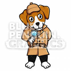Beagle Dog Detective Vector Cartoon Clipart