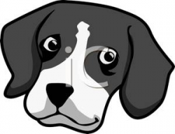 Clipart Image: The Black and White Face of a Beagle
