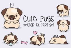 Premium Vector Clipart - Kawaii Pugs - Cute Pugs Clipart Set - High ...